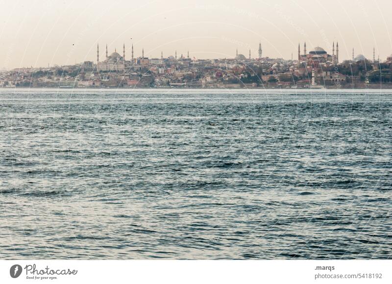 skyline Istanbul Turkey The Bosphorus Town Skyline Mosque Minaret Religion and faith Architecture Building Politics and state Islam Tourism City trip