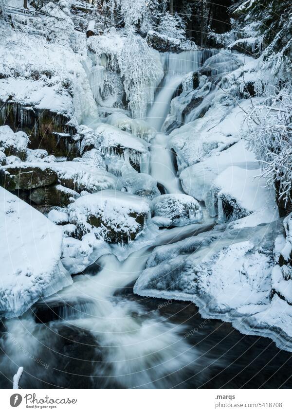 watercourse Cold Waterfall Frost Ice Winter Nature Seasons chill Icicle motion blur Winter mood Frozen White River iced quick-frozen Flow Waterfalls