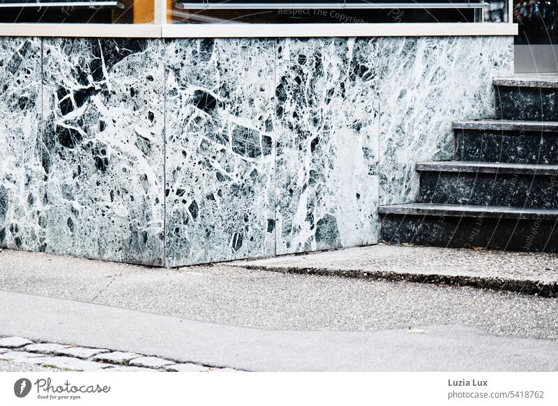 Sidewalk and store stairs, old mdian business Retail sector Trade Old fashioned daintily Store premises Load nostalgically urban Entrance Subdued colour Street