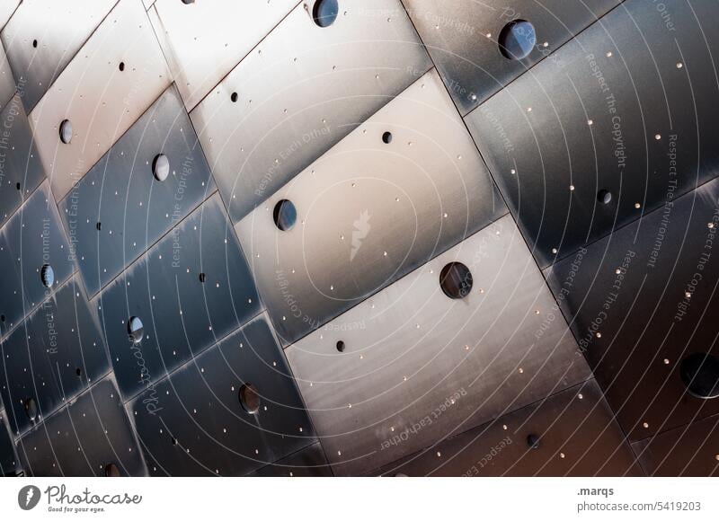 bullseye Porthole Facade Metal Brown Background picture Structures and shapes Abstract Line Pattern Point