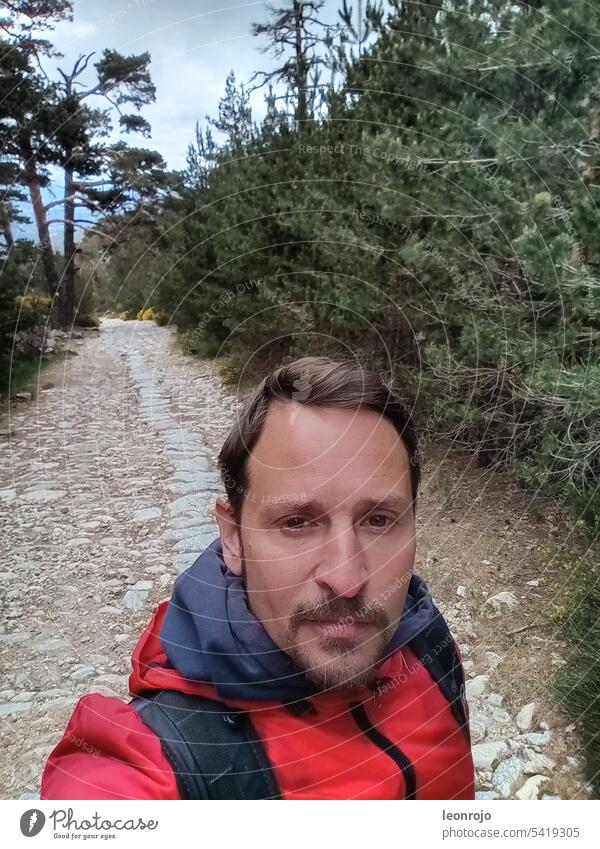 A hike on an old Roman trail in the mountains of Spain. I am alone with the backpack on the way. Hiking Trip Adventure Nature outdoor Class outing Mountain