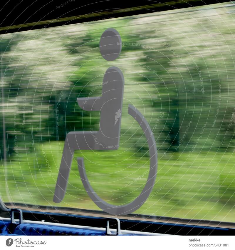 Departed | Wheelchair driving at the speed of light Train Track handicap Parking space barrier-free Signage Window Signs and labeling Access Disability friendly