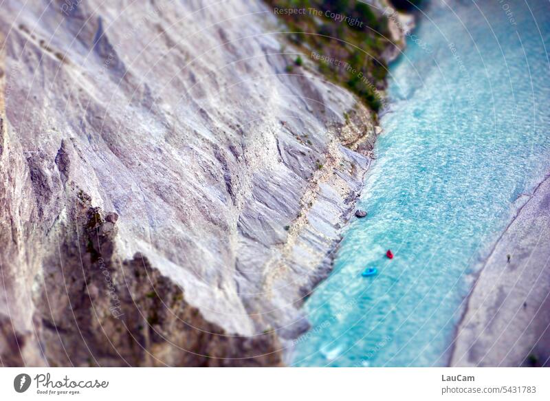 View into the Rhine Gorge River Rock Water boats Bird's-eye view Landscape Nature Stone Environment Body of water in nature mountain curt rocky Flow Stream Wild