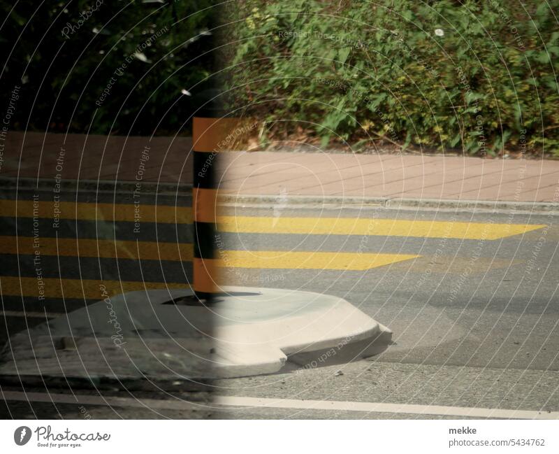 Parallel World | Half Bollard Street Transport Signs and labeling Traffic infrastructure Road sign Road traffic Safety Signage Lanes & trails Motoring Town