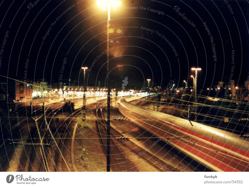 yard Railroad Speed Light Night Dark train Train station opencastle Town wash-hhh long-term exposure...................................................