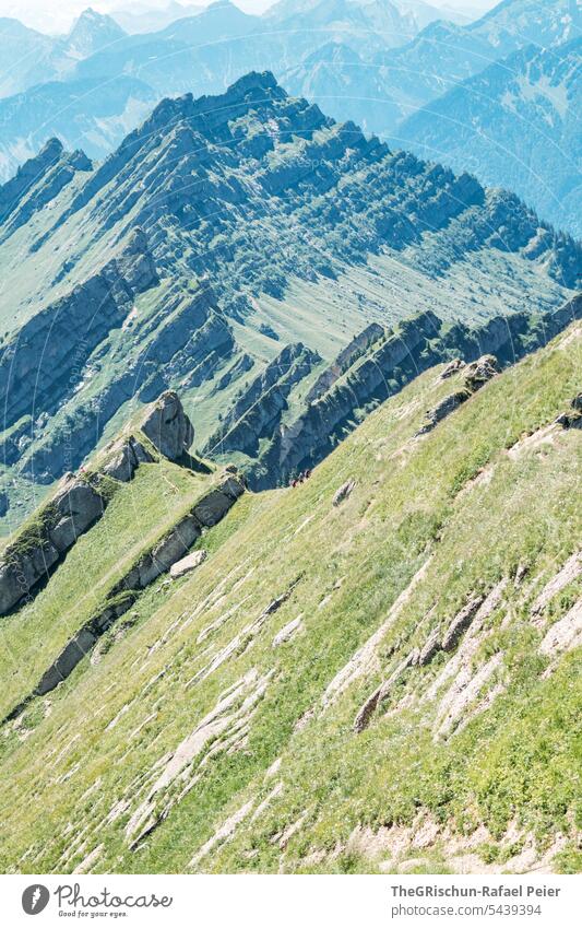 Harsh rock formation, steep slope hike Switzerland Mountain Alps mountains Panorama (View) Nature Landscape Vantage point Tourism Walking Hiking Exterior shot