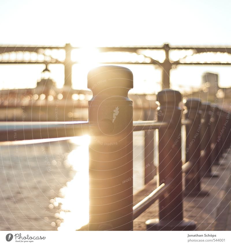 Newcastle upon Tyne V Great Britain England Town Joie de vivre (Vitality) Esthetic Bridge Bridge construction Steel bridge River Sunlight Sunbeam Dreamily Idyll