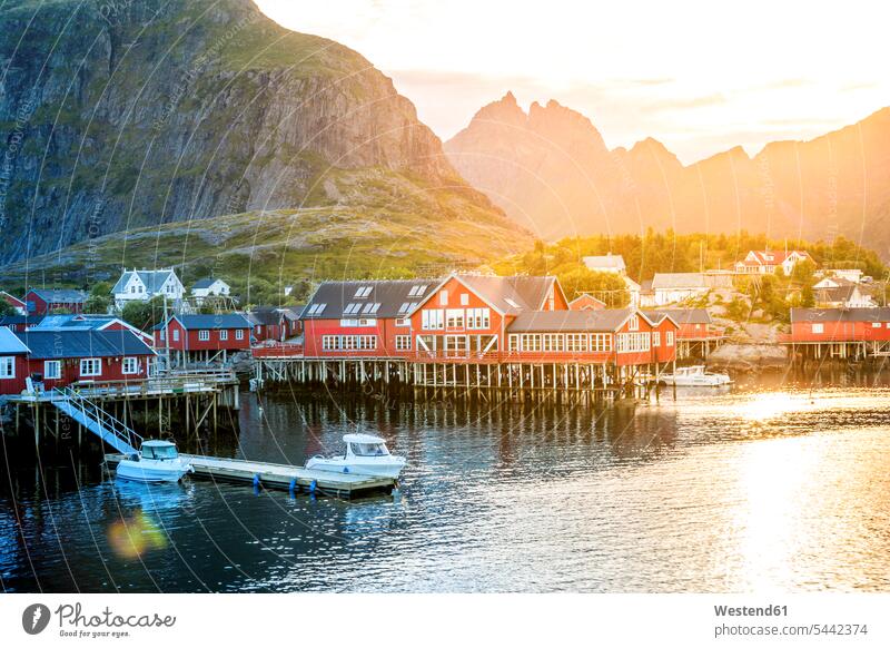 Norway, Lofoten Islands, Moskenesoy, open air museum coast coastline coast area Seacoast seaside sunshine Sunny Day sunny outdoors outdoor shots location shot