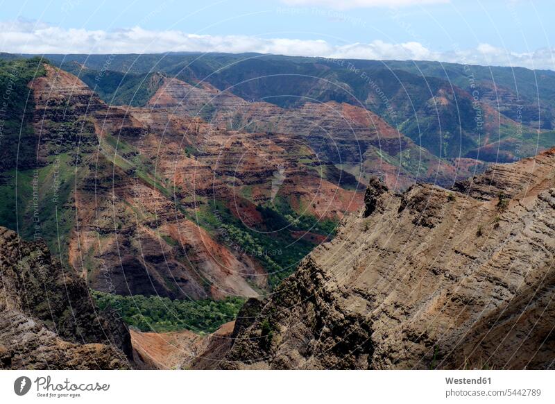 USA, Hawaii, Kauai, Waimea Canyon nobody canyon mountain mountains nature natural world rocky Waimea Canyon State Park United States United States of America