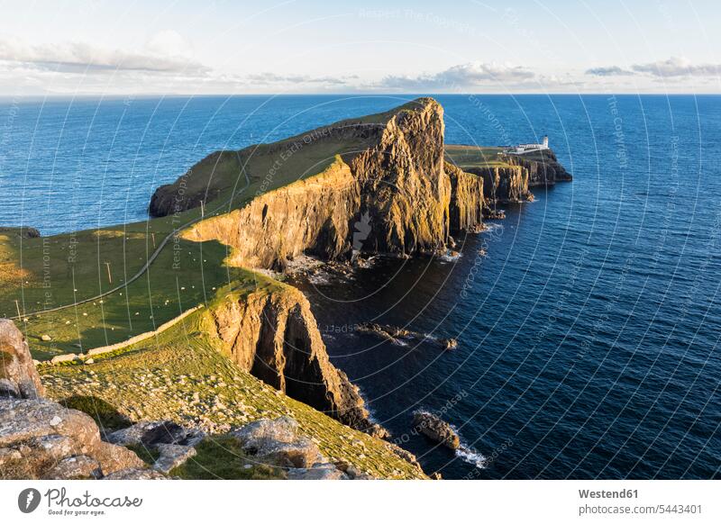 UK, Scotland, Inner Hebrides, Isle of Skye, lighthouse at Neist Point coast coastline coast area Seacoast seaside West Coast Atlantic Coast Highland cliff
