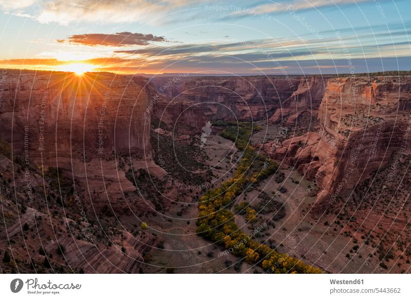 USA, Arizona, Navajo Nation, Chinle, Canyon de Chelly National Monument, sunset rock formation Rock Formations sunsets sundown Lens Flare Lens Flares Lensflare