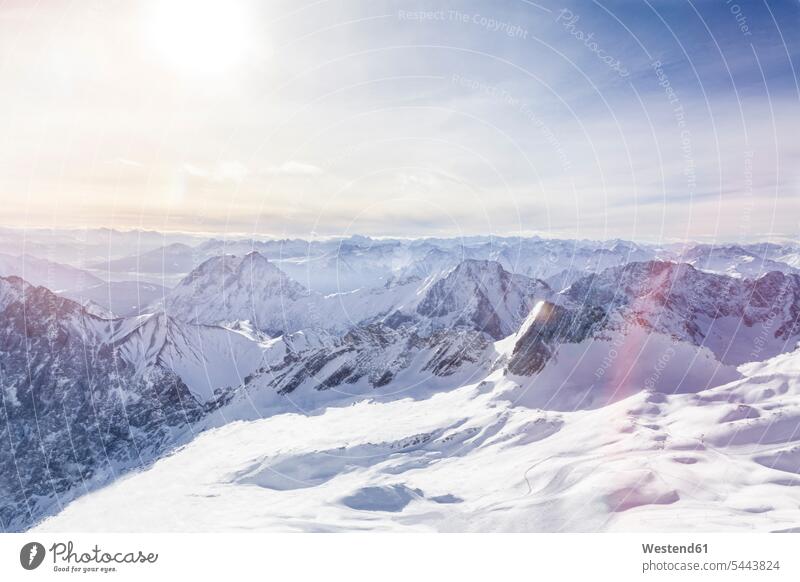 Germany, Bavaria, view from Zugspitze to Wetterstein mountains beauty of nature beauty in nature mountain range mountain ranges summit mountaintops summits