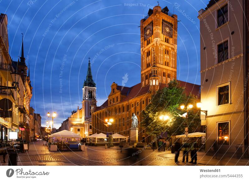 Poland, Torun, town hall at the old town marketplace by night illuminated lit lighted Illuminating Lens Flare Lens Flares Lensflare Reflection lens glare