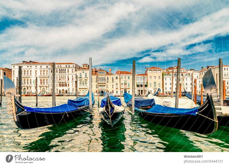 Italy, Venice, gondolas on Canale Grande typical typically Architecture landmark sight place of interest water boat boats UNESCO World Heritage