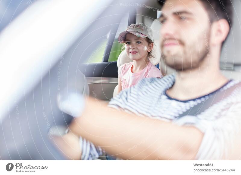 Father and daughter driving in car father pa fathers daddy dads papa automobile Auto cars motorcars Automobiles drive vacation Holidays car driving motoring