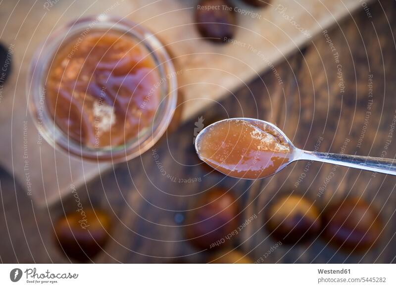 Sweet chestnut cream on spoon nobody dark focus on foreground Focus In The Foreground focus on the foreground preparing Food Preparation preparing food