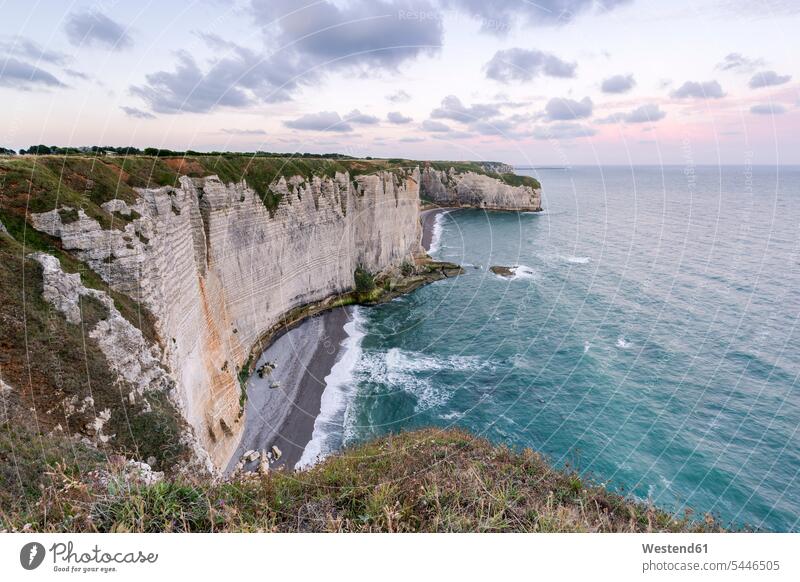France, Normandy, Etretat, Cliffs View Vista Look-Out outlook sea ocean vastness wide Broad Far copy space wideness Travel landscape landscapes scenery terrain