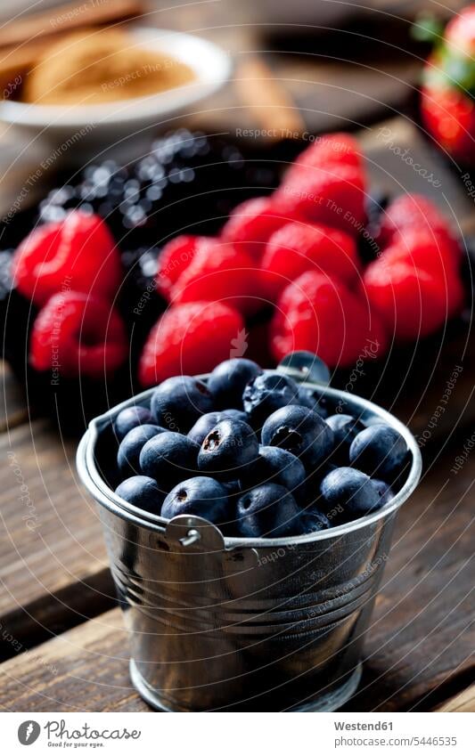 Pail of blueberries food and drink Nutrition Alimentation Food and Drinks pail metal metals blueberry bilberry bilberries Raspberry Raspberries