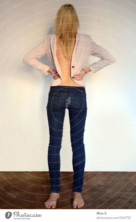 Saahllehcs Acsecnarf Body Human being Feminine Young woman Youth (Young adults) Back 1 18 - 30 years Adults Clothing Jeans Jacket Blonde Exceptional Creepy