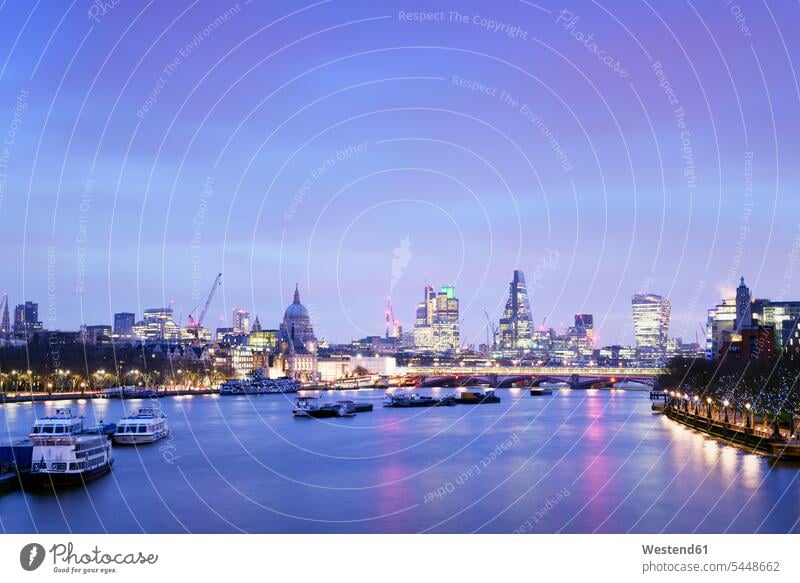 UK, London, skyline with River Thames at dawn water Architecture St Paul's Cathedral St. Paul's Cathedral outdoors outdoor shots location shot location shots