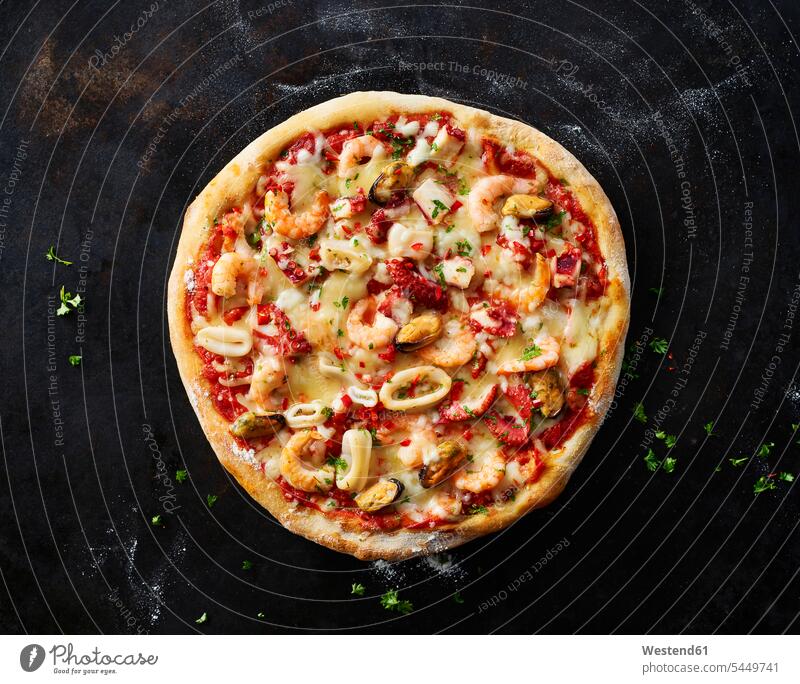 Seafood Pizza round roundings hearty savoury food lusty typical typically Italian Food Italian cuisine ready to eat ready-to-eat homemade home made home-made