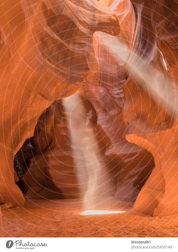 USA, Arizona, sunbeams in Antelope Canyon rock formation Rock Formations brown reddish geology landmark sight place of interest stone stones cave cavern caves