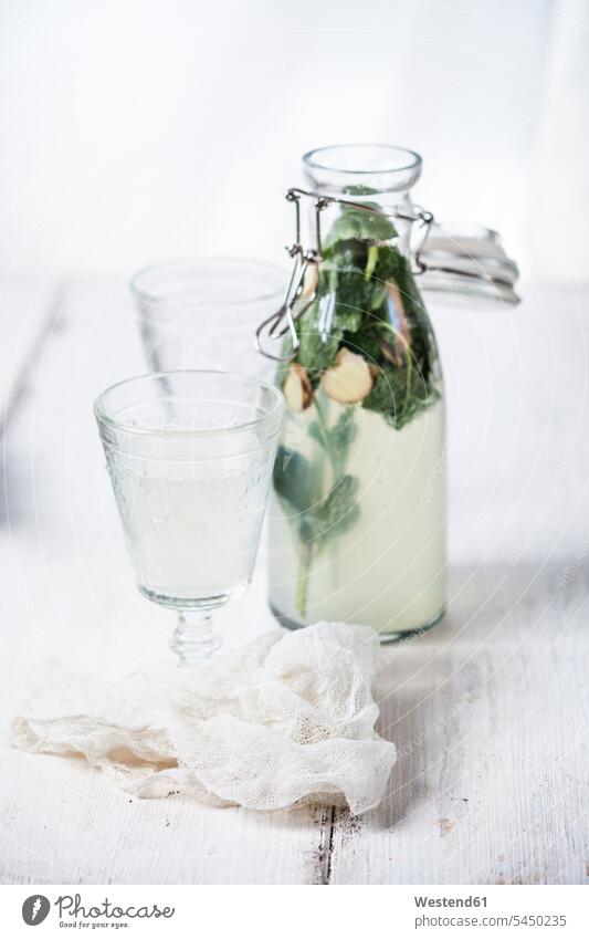 Homemade lemonade with ginger wooden Lemon Lemons homemade home made home-made Glass Drinking Glasses Mint Mentha Mints Pepper mint peppermint swing top bottle