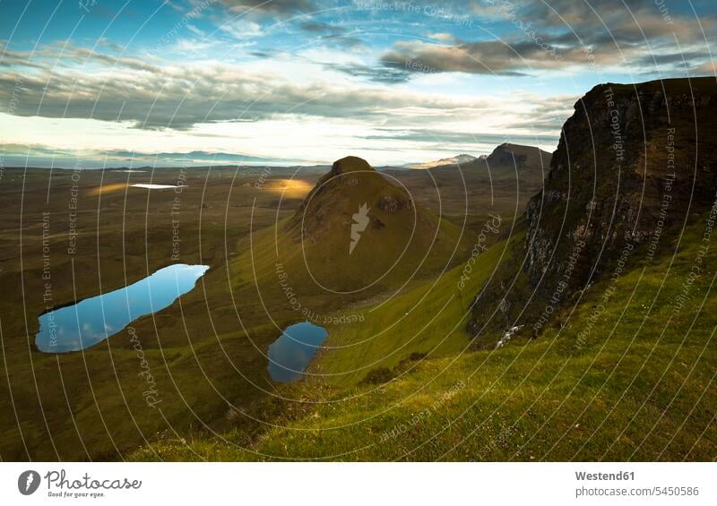 UK, Scotland, Isle of Skye, Quiraing nobody cloudy cloudiness clouds Solitude seclusion Solitariness solitary remote secluded beauty of nature beauty in nature