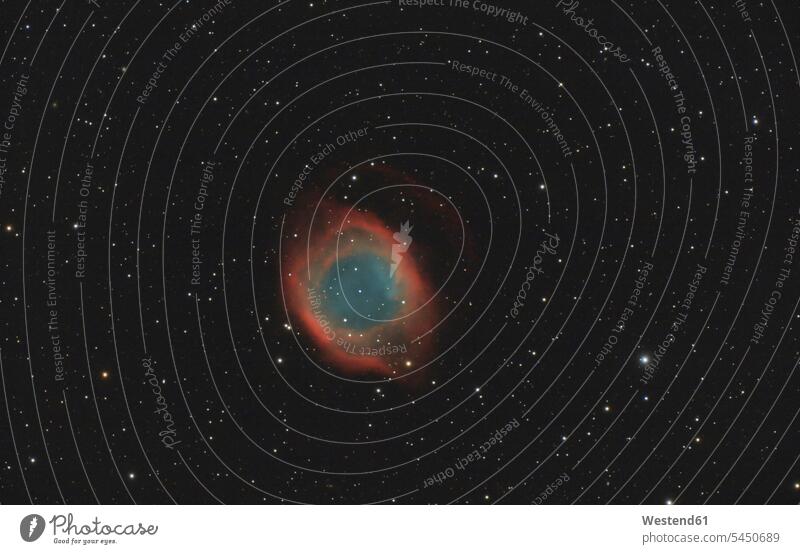 Namibia, Region Khomas, near Uhlenhorst, Astrophoto of the planetary nebula Helix Nebula (NGC 7293) with a telescope brightness glare luminescent