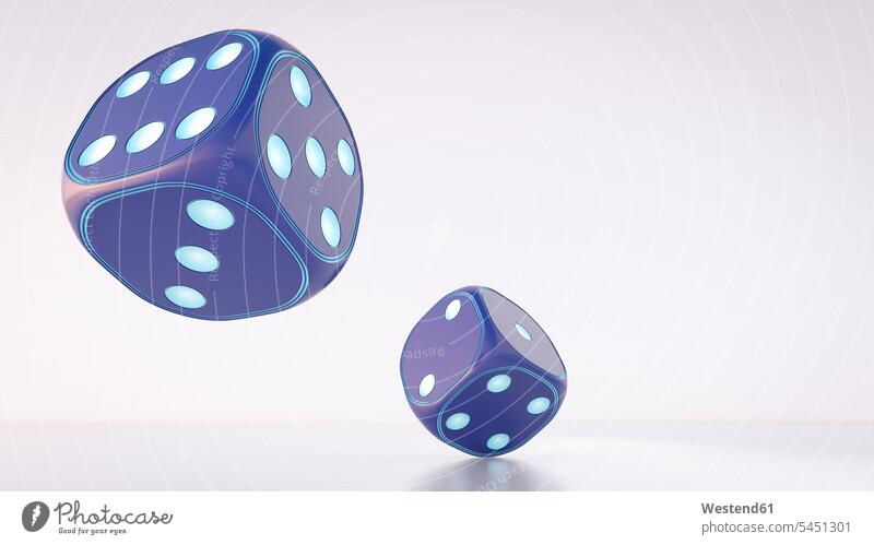 Two dices, 3d rendering Idea Ideas 3D three dimensional Three-Dimensional Shape 3-d Hope hoping hope light background gambling Game of Chance gamble game games