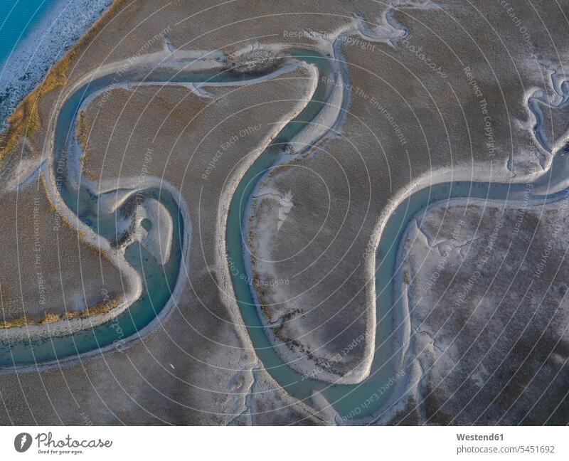 USA, Aerial view of a cotton field on the Eastern Shore of Virginia bend curving curved bent turn Curves Gossypium cotton wool vastness wide Broad Far