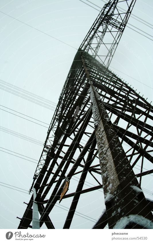 power poles Electricity pylon Worm's-eye view Sky Energy industry Blue worms eye