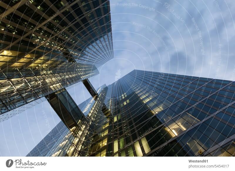 Germany, Munich, facades of Highlight Towers seen from below modern contemporary nobody Part Of partial view cropped footbridge foot bridges skyscraper