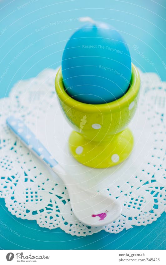 Easter egg Food Crockery Bowl Cutlery Spoon Decoration Feasts & Celebrations Esthetic Bright Blue Green White Joy Spring fever Religion and faith Egg