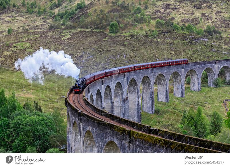 Great Britain, Scotland, Scottish Highlands, Glenfinnan, Glenfinnan Viaduct, West Highland Line, Steam engine The Jacobite beauty of nature beauty in nature day