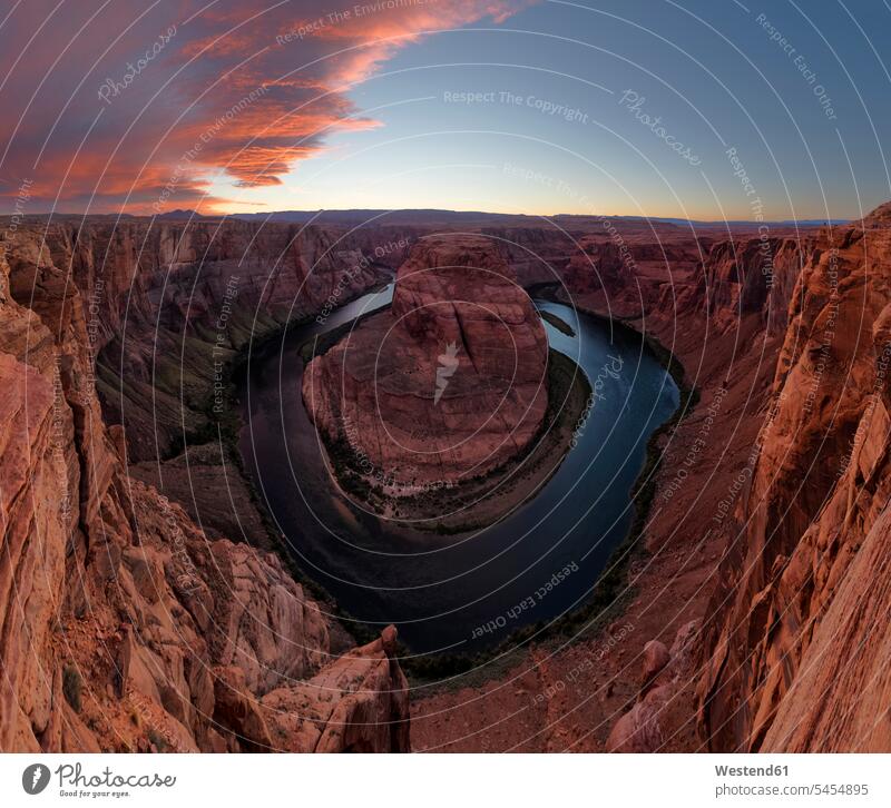 USA, Arizona, Page, Colorado River, Glen Canyon National Recreation Area, Horseshoe Bend sunset sunsets sundown nature natural world canyon canyons