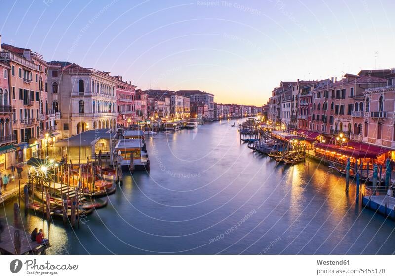 Italy, Venice, anal Grande at blue hour landmark sight place of interest historic historical ancient copy space Incidental people People In The Background