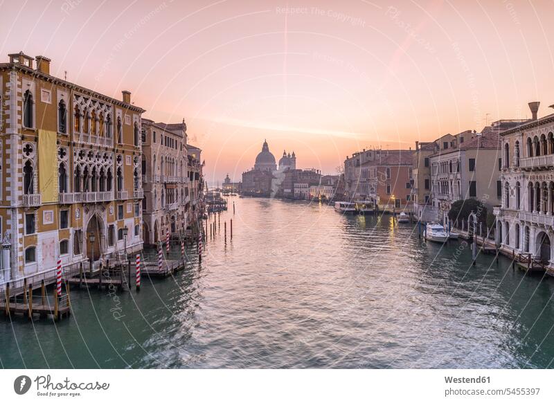 Italy, Venice, cityscape with Grand Canal in twilight cloud clouds outdoors outdoor shots location shot location shots Architecture landmark sight