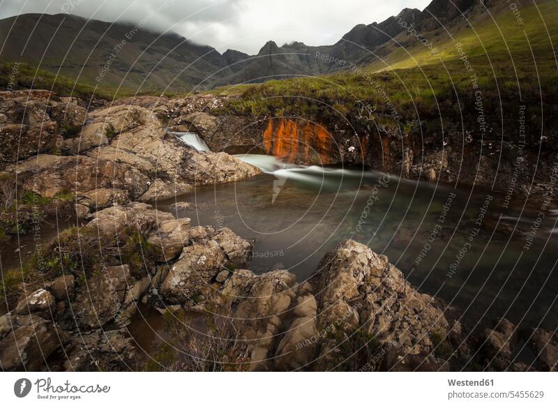 UK, Scotland, Isle of Skye, Fairy Pools cloud clouds Travel landscape landscapes scenery terrain Solitude seclusion Solitariness solitary remote secluded