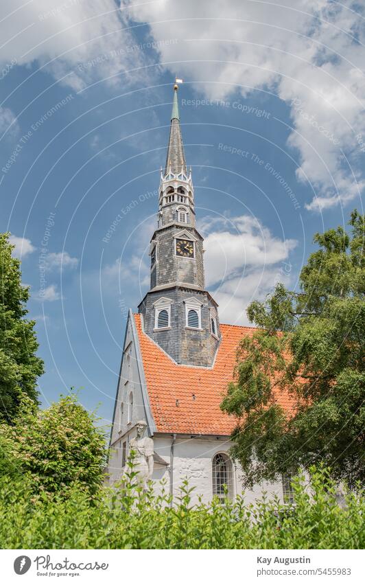 Church at the market place of Heide St. Jürgen Church St. Juergen Heathland Heath city Heider market place Dithmarschen traditional weekly market