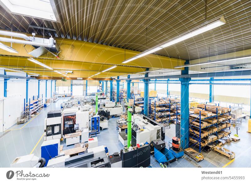 Factory shop floor technology technologies engineering nobody plant factory plants factories production hall fabrication productions wide angle view interior