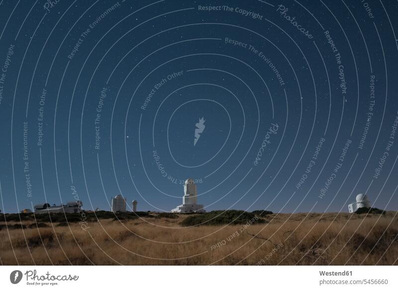 Spain, Tenerife, Teide observatory at night atmosphere atmospheric mood moody Atmospheric Mood Vibe Idyllic clear sky copy space cloudless astronomy