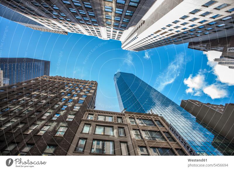 USA, New York City, skyscrapers seen from below city cities metropolis Travel high-rise multistorey building high-rise building high-riser high rise Highrise