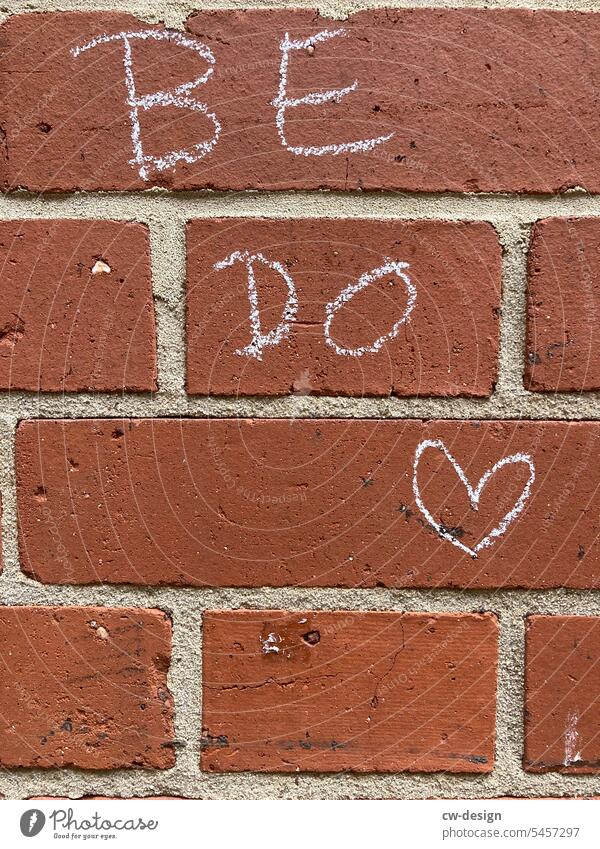 BE DO LOVE brick wall Red Love Heart clinker