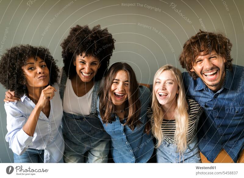 Group portrait of cheerful friends gaiety Joyous glad Cheerfulness exhilaration merry gay portraits friendship enjoyment pleasure Pleasant delight Spain