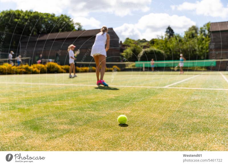 Mature women during a tennis match on grass court human human being human beings humans person persons caucasian appearance caucasian ethnicity european Group