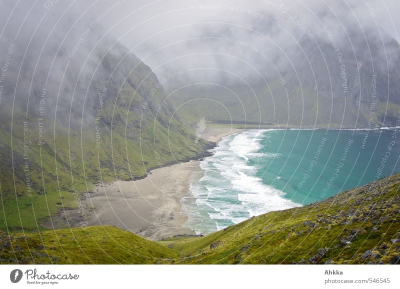 bay of fog Senses Relaxation Calm Adventure Mountain Hiking Nature Landscape Clouds Waves Coast Beach Bay Ocean Blue Green Moody Truth Wisdom Loneliness