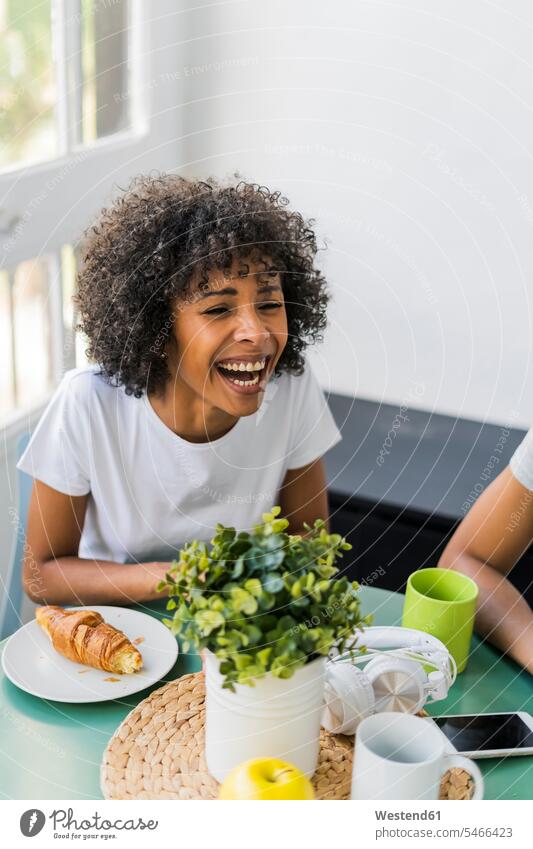 Portrait of happy woman at home having coffee with her friends happiness female friends Coffee sitting Seated females women portrait portraits mate friendship