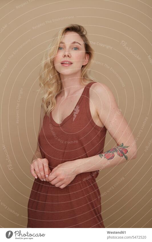 Portrait of blond tattooed woman wearing summer fashion human human being human beings humans person persons caucasian appearance caucasian ethnicity european 1