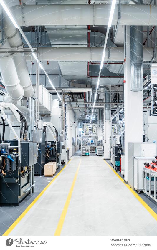 Pipes and air duct over footpath in modern factory, Stuttgart, Germany indoors indoor shot indoor shots interior interior view Interiors Architecture